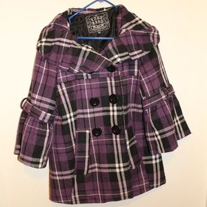 Last Kiss - Purple Plaid Peacoat